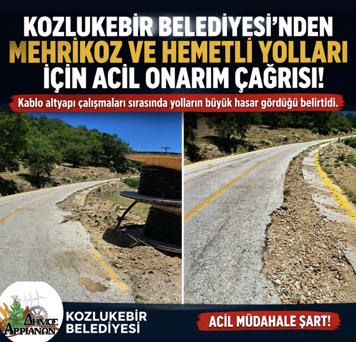 KABLO ALT YAPI ÇALIŞMALARI CİDDİ ZARARA YOL AÇIYOR!